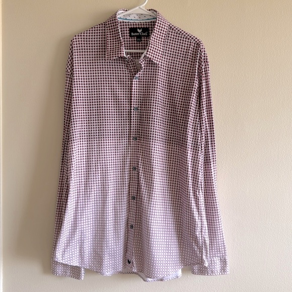 Butter Cloth Patterned Ombre Faded Red Button Down Shirt - Picture 1 of 7